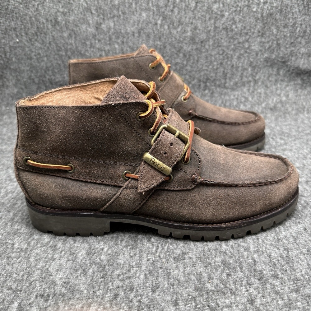 Polo Ralph Lauren Rumford Mens Brown Suede Buckle Strap Chukka Boots Size 9.5 D - Picture 2 of 10